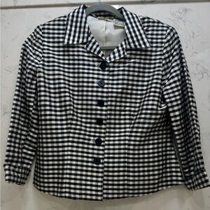 Vintage Sigrid Olsen Silk Jacket | Black & White Gingham | Size 4